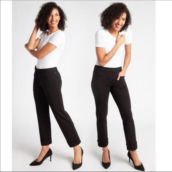 Betabrand Dress Pant Yoga Pants Cuffed Crop Lite
